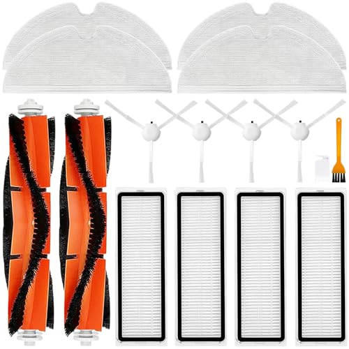 Accessori di ricambio compatibili con Xiaomi Mi Robot Vacuum Mop 2 Pro+ Aspirapolvere STYTJ02ZHM, Spazzola principale, Spazzola laterale, Filtro HEPA, Panno mocio, Ricambio di riparazione (16Kit)