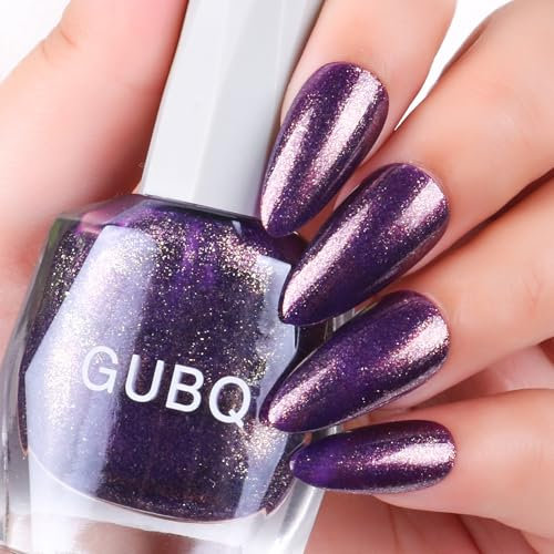 DouborQ Glitter Nail Polish Charm Purple Glimmer Long-lasting Sequins Nail Art Varnish (16)