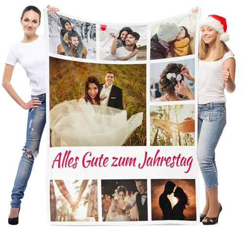 LNM Personalisierte Decke mit Foto, Personalisierte Decken, Personalisierte Kuscheldecke, Personalisierte Valentinstagsgeschenk für Sie und Ihn, Weihnachts Geschenke für Frauen und Männer