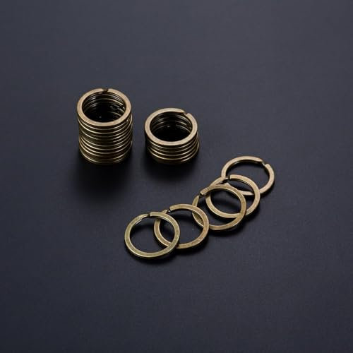 Yulakes 30 pezzi 30 mm bronzo anelli portachiavi portachiavi in metallo / anelli piatti rotondi piatti portachiavi per fai da te