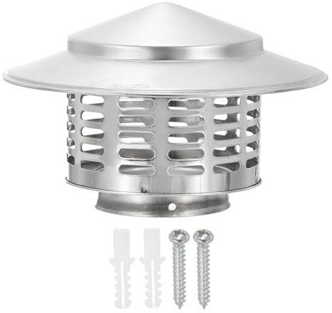 PATIKIL 3 Chimney Cap, 304 Stainless Steel Round Chimney Cover Cap Hood Screen Roof Vent with Screws for Fireplace Exhaust Exterior Stove Pipe