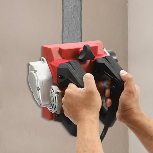 1300W Elektrische Betonfräse Tragbare Wandfräse Power Sanierungsfräse Putzfräse Mauerfräse zum Schaufeln von Spachtelmasse/Tünche/Farbe/Zement mit Werkzeugkoffer, 1000-4000RPM (Rot)