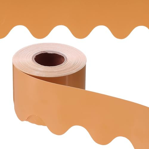 PATIKIL Bulletin Board Border, 65.5 Feet Poster Chalkboard Cork Decoration Trim Scalloped Borders Wall Decor for Classroom Office Locker, Orange