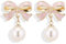 SIXDUTON Perlenohrringe Ohrstecker Schleife für Damen, Goldband Schleife Knoten Weiße Perle Ohrstecker, Eleganter Goldene Bogen Ohrstecker Schmuck Geschenke für Frauen (Rosa-Gold)