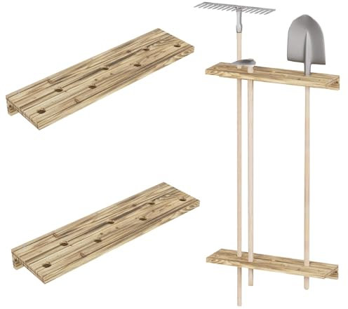 QLS Decken- Wandhalter für Besen und Gartengeräte Organizer für Garage Schuppen (geflammt)