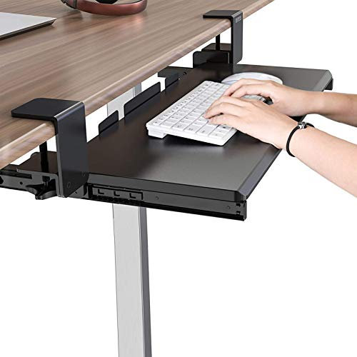 Ergonomic Sliding Keyboard Tray – Office Desk Extender for Comfortable Typing Clamp On Under Table Drawer Easy Installation No Drilling Required