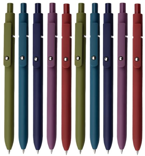 SUPEASY 0,5 mm Kugelschreiber, Extra weicher Silikon-Griff, Ideal für Schule, Office & täglichen Gebrauch, 10er Pack (Vintage-Look)