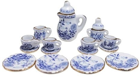 Realistic House Tea Toy Set Figure Model Saucer Teapot Pretend Girls Saucer Teapot Model Toy Miniature Tea