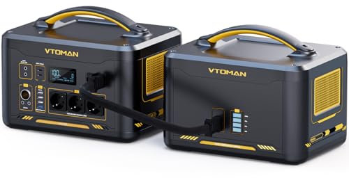 VTOMAN Jump 2200 Station électrique Portable avec Batterie Supplémentaire - 2200W/3096Wh LiFePO4 Batterie Générateur Solaire Groupe, 2200W Sortie CA/Sortie USB/QC 3.0 pour Camping extérieur, Voyage