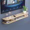 Mobile TV stretto per soggiorno e camera da letto, in legno, con ripiani sospesi sotto il mobile TV, 120 cm, finitura naturale