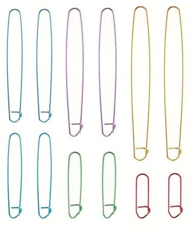12PCS Knitting Stitch Holders, 6 Sizes Aluminium Yarn Holders 6/9/12/15/17/20cm, Colourful Knitting Tools for Scarves, Blankets, Quilts and Crochet Projects