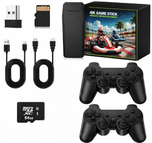 Console Retro Wireless 4K con 20.000+ Giochi Preinstallati，128G 40000Games | 9 Emulatori Integrati, 2 Controller Inclusi, Dongle HDMI Incluso, Versione 2026, Set Completo