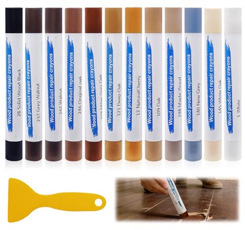 12 Farben Hartwachs Reparaturset,Laminat Reparatursets,Holz Reparatur Set | Wood Repair Kit, Parkett Reparaturset von Kratzern Löchern,für Holz,Parketts,Laminat,Fliesen,Vinyl,Möbel Reparatur set