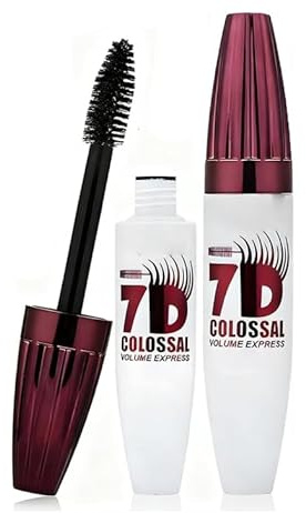 Mascara 7D Colossal, nero, volumizzante e allungante con fibre di seta, formula ad asciugatura rapida e a lunga tenuta per ciglia definite, volume modulabile e ciglia naturalmente incurvate (1)