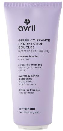Avril Gelée Coiffante Hydratation Boucles Bio 200 ml - Définition des Boucles Sans Effet Carton - À l'Eau Florale de Rose, Extrait de Lin & Aloe Vera - Certifiée COSMOS Organic - Vegan - Fabri
