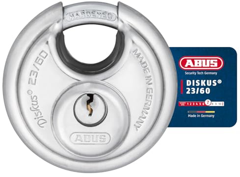 ABUS Diskus Vorhängeschloss 23/60 - Sicherheitslevel 7, wetterfest | Edelstahl-Bügel & -Schlosskörper, Diskus-Schweißtechnologie, Anti-Pick-Zylinder, 60 mm breit, Innen & Außen