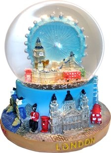 TB Boule à Neige Souvenir avec London Eye et Paysage Taille Moyenne Moderne en Plastique Beige/brown/white/blue