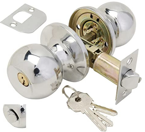 WOLFPACK LINEA PROFESIONAL - Pomo Puerta Con Llave Con Condena Cromado Para Entrada