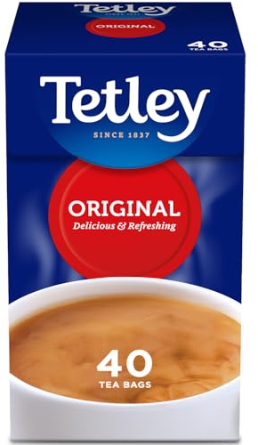 Tetley Original Black Tea, 40 Breakfast Tea Bags | Britain's Tea, 185+ Years of Tea Heritage, Rainforest Alliance Certified, Plant-Based Teabags, Recyclable Box, 40 Bag Box