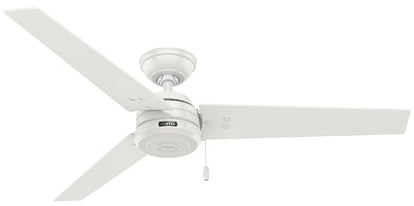 Hunter Fan Cassius Indoor/Outdoor Ceiling Fan with Pull Chain Control, Metal, Fresh White Finish, 52 Inch