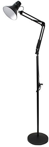 Universo Lampe avec pied et bras orientable - Idéale comme lampe de lecture, de travail, pour esthéticienne et salon - En métal D15 Moderne noir