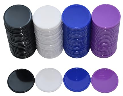 SmartDealsPro 100 Stück 25 mm/2,5 cm blickdichtem Kunststoff lernen Zählen Marken Poker Chips mit Aufbewahrungsbox, 4 colors-Black,White,Blue,Purple
