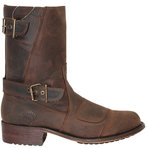 Grinders Route 66 Brown Biker Mens Oily Full Mid Calf Goodyear Welted Riding Leather Boots Stylish Hand Crafted Shoes