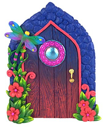 GlitZGlam Miniaturfeentür mit Libellenmotiv für die zauberhaften Gartenfeen und -Zwerge. EIN Feen- und Zwergengartenzubehör