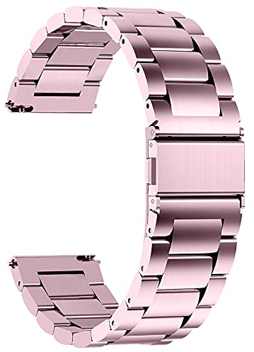 Fullmosa Cinturino 22mm 20mm Orologio in Acciaio Inossidabile a Sgancio Rapido per Uomo Donne, Cinturini 22mm Metallo di Ricambio per Smartwatch Compatible con Samsung Galaxy Watch/Garmin, Rosa