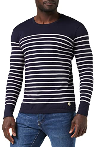 Armor Lux Herren Marinière Port-louis Héritage Homme Langarmshirt, Mehrfarbig (600 Navire/Blanc 600), L EU