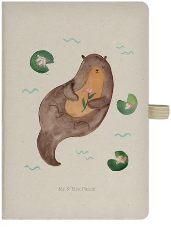 Mr. & Mrs. Panda Tagebuch Otter Seerose - Geschenk, Skizzenbuch, Journal, Seeotter, Wasser, Fluss, Notizbuch A5, Notizheft, glücklich