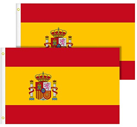 TIMESETL Bandera España Grande 2pcs Bandera de España, Resistente a la Intemperie, 90 x 150 cm