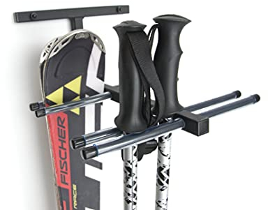 QLS Skihalterung Skiwandhalter Skihalter Skiträger Skiaufbewahrung Skistöcke N4 Für 4 Paar