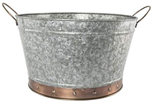 Muddy Hands Metal Plant Pot Vintage Flower Holder Milk Churn Tall Vase Bucket Planter (Round Planter)