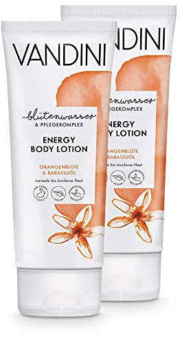 VANDINI Energy Body Lotion Damen mit Orangenblüte & Babassuöl - Body Lotion für normale bis trockene Haut - vegane Body Lotion für Frauen ohne Silikone, Parabene & Mineralöl (2x 200 ml)