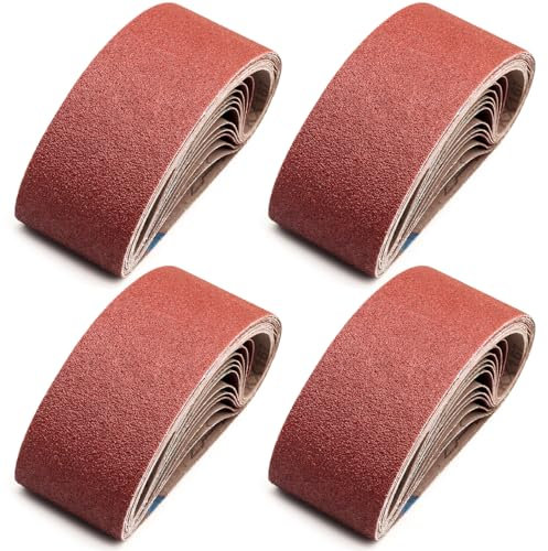 3 x 21-Inch Sanding Belts for Belt Sander 3x21,6 Each of 40 80 120 240 Grits Aluminum Oxide Abrasive Sandpaper, 24 Pack
