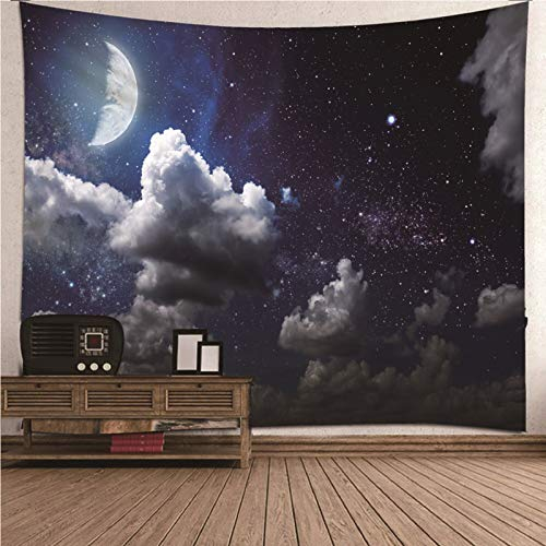 Beydodo Wandteppich Fantasy Tapisserie Lang 240x220CM Wandbehang Schlafzimmer Mond und Sternen Himmel