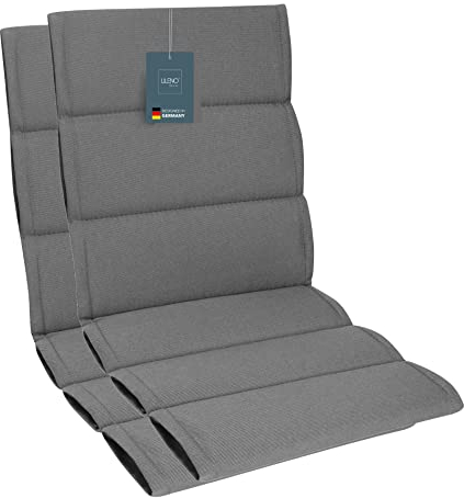LILENO HOME Gartenstuhl Auflagen als [2er Set - Niedriglehner] in Mittelgrau Sundance - Bequeme Liegen als Sitzauflagen für Gartenmöbel - Stuhlkissen für Gartenstühle und Klappstühle