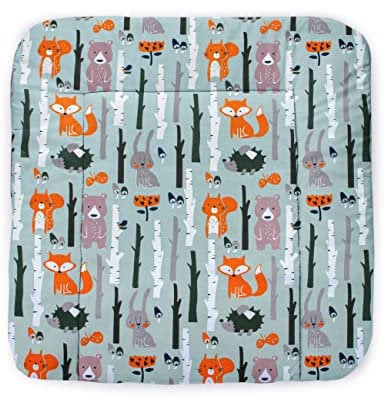 Balbina® Wickelunterlage aus Baumwolle weiche Wickeltischauflage für Wickelkommoden waschbar 70x70 I Wald Mint
