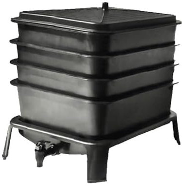 VERMI-FUTURE® Worm Condo Composting Bin, 4 Trays, Black, with Startup Bedding & 3in1 Soil Meter, Ideal for Small Households