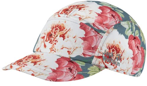 Jack Wolfskin W Flower Cap Mehrfarbig - Stylische Funktionelle Damen Basecap, Größe One Size - Farbe Teal Grey All Over