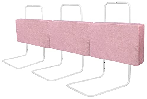 UISEBRT Lot de 3 barrières de lit pour enfants, 60 cm, hauteur réglable, 5 trous, protection de sécurité pour tout-petits, bébés et enfants, 180 cm, rose