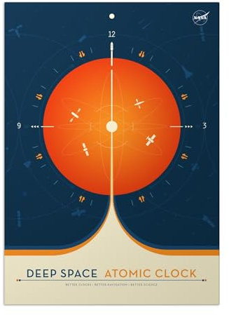 Displate Offiziell NASA MetallPoster Magnetische Befestigung Inklusive Lizenziert Bilder Hochwertiges Poster - Jpl Space Travel Posters - Atomic Clock Orange Poster 45 cm x 32 cm