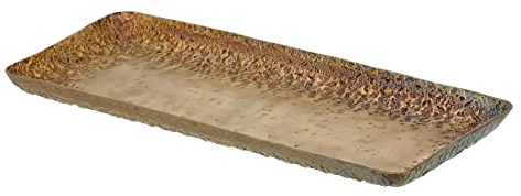 LOLAhome Bandeja Rectangular de Aluminio Dorado Envejecido de 41x16 cm