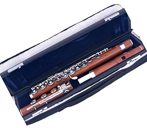 PECY 17 Löcher Ebenholzflöte Offenes Loch Versilberte E-Taste Professionelle Flöte Querflöten (Color : Rosewood)
