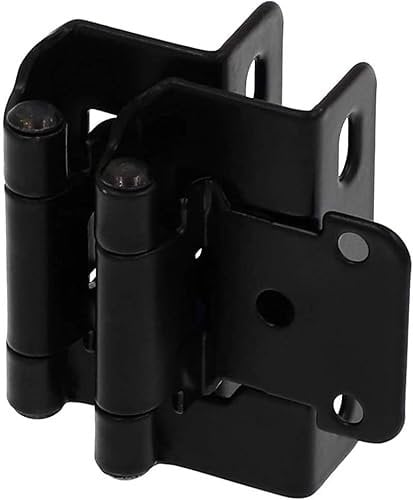 Decobasics 1/2 Overlay Semi Partial Wrap Around Kitchen Cabinet Hinges (5 Pair -10 Pack) - Self Closing Matte Black Cabinet Hinges for Kitchen Cabinets w/Cupboard Silicon Bumpers & Upgraded Screws