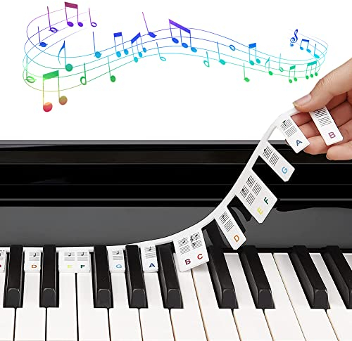 Abnehmbare Aufkleber für Klaviertastatur Note 88/61 Tastatur, Kieselgel Abnehmbare Notenetiketten Tasten, Klaviertasten für Kinder Anfänger Klavier Lernen