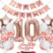 Feelairy Geburtstagsdeko 10 Jahre Mädchen, Rosegold Luftballon 10. Geburtstag Deko Mädchen, Tortendeko Happy 10th Birthday Deko 10 Jahre Mädchen, Ballon 10. Geburtstag Kinder Party Dekoration Set