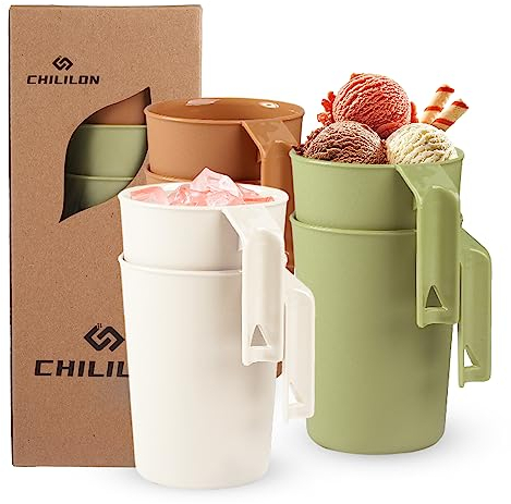 Chililon Tasse,6er Kaffeetassen |350 ml Trinkbecher für Kinder & Erwachsene|Becher ohne Melamin für Wasser Milch Tee,Wiederverwendbare & Unzerbrechlich|Spülmaschinen & Mikrowellengeeignet