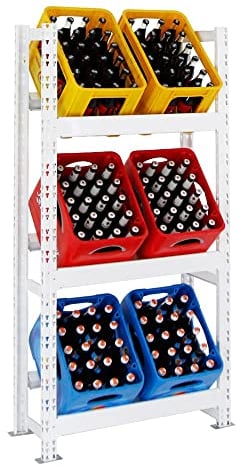 PROREGAL Getränkekistenregal Tegernsee Weiss | 6 Kisten | HxBxT 160x80x30 cm Kistenregal Kastenregal Wasserkastenregal Getränkeregal